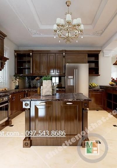 Tủ bếp gỗ tự nhiên - Mã 001
