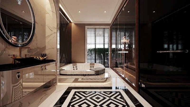 Trang trí nội thất phòng tắm đẹp, sang trọng tại biệt thự Vinhomes Imperia Hải Phòng.