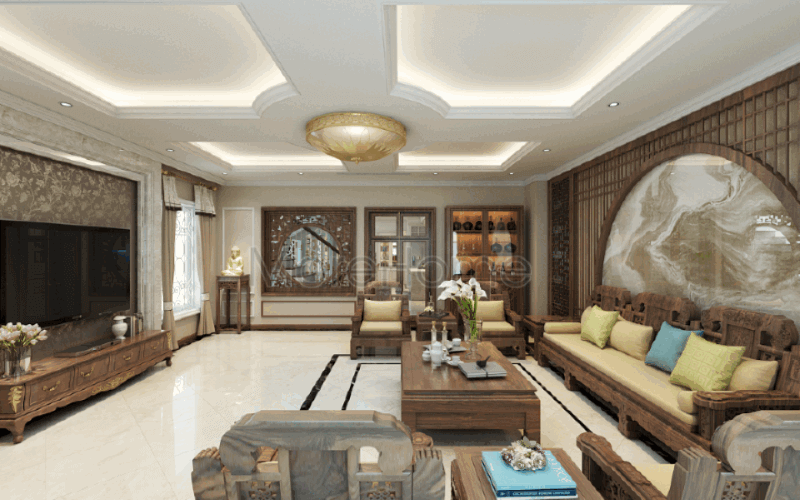 Trang trí nội thất phòng khách sang trọng đẳng cấp tại biệt thự Riverside Nguyễn Duy Trinh Quận 2, Tp. Hồ Chí Minh.