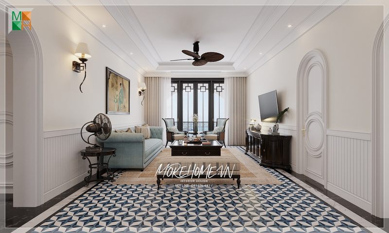Ngắm nhìn mẫu thiết kế phòng khách của Morehome, có sự sang trọng và ấn tượng.